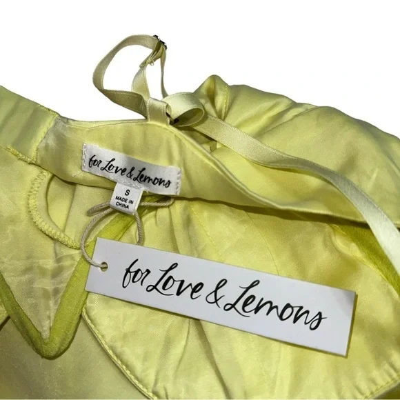 For Love & Lemons Yellow Ruched Rana Mini Dress US S - Picture 9 of 12